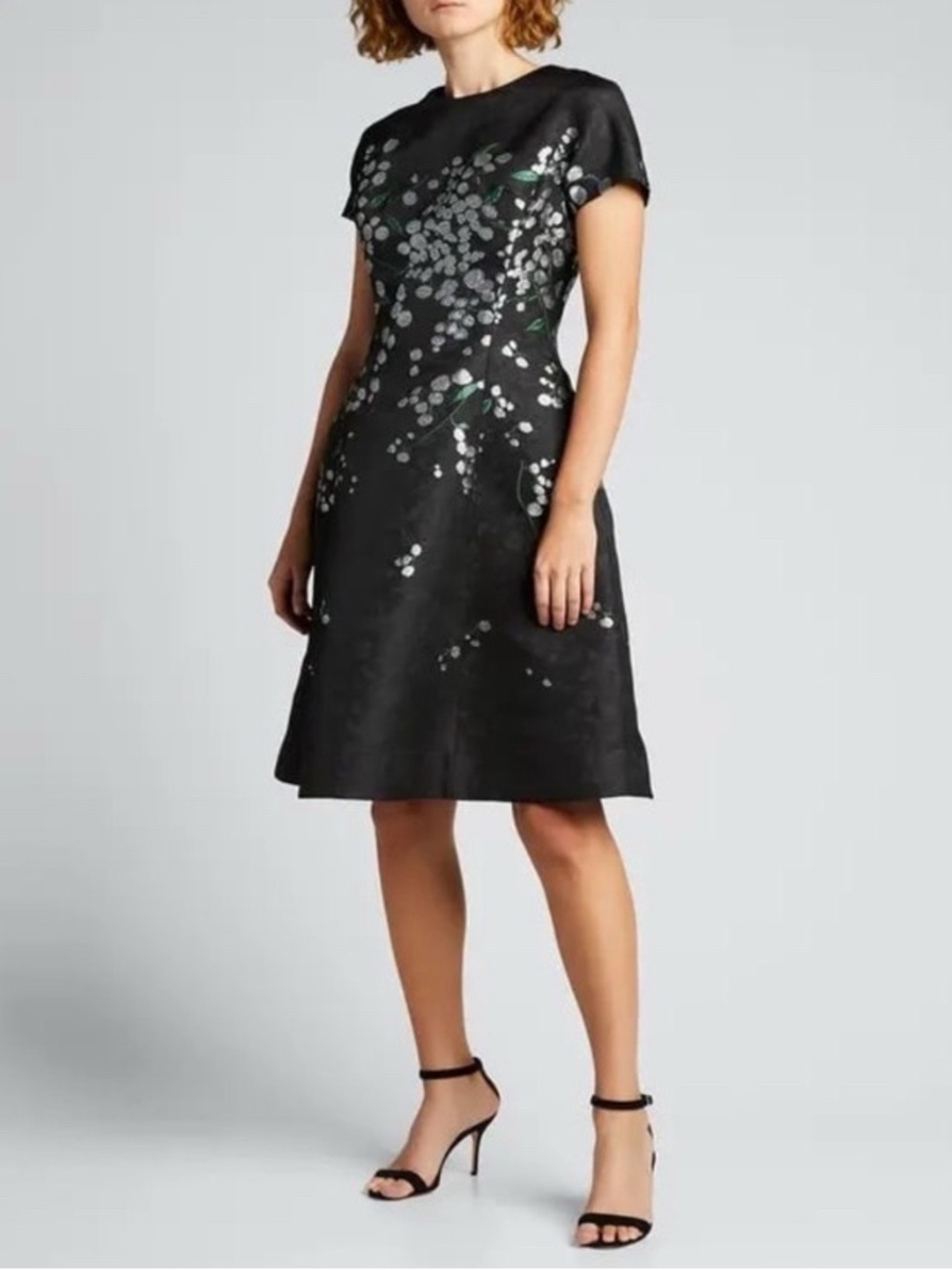 Rickie Freeman for Teri Jon Black Dress Jacquard Brocade Floral